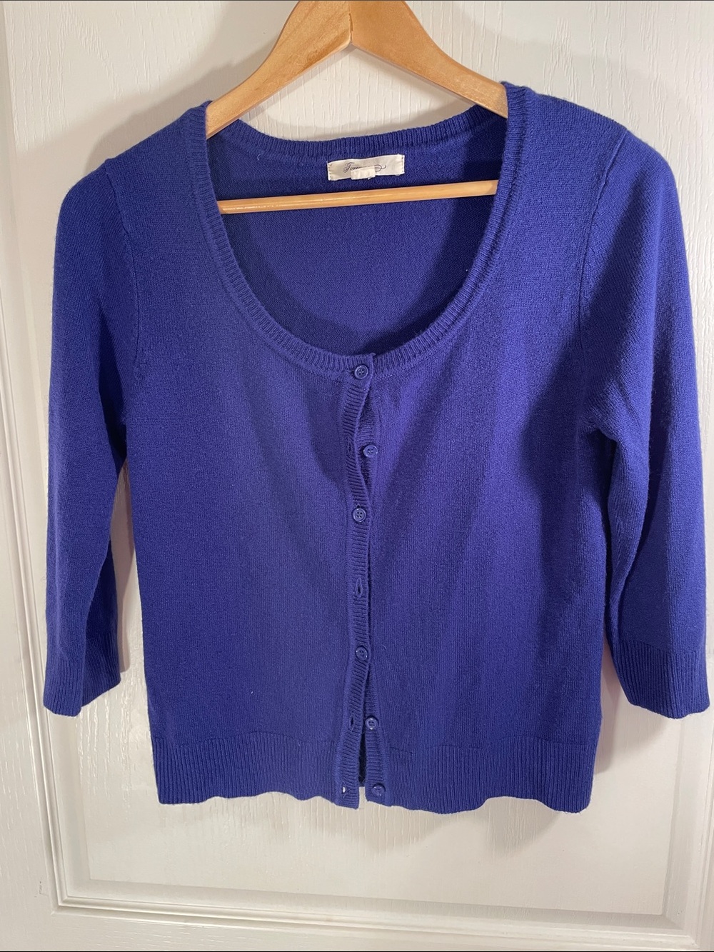 Forever 21 Royal Blue Scoop Neck Button-Front Cardigan